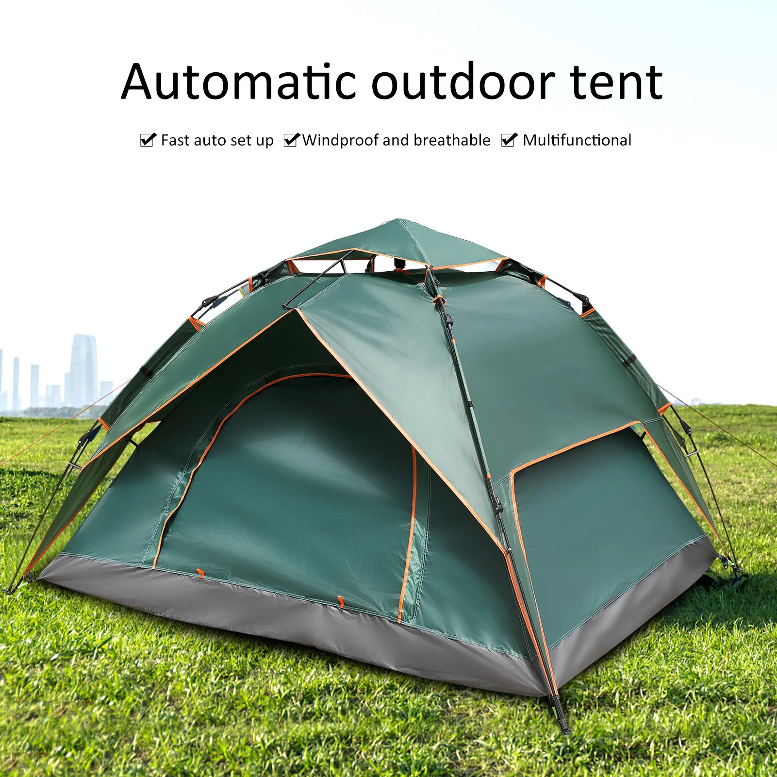 Outdoor Double Layers Pop Up Tent Quick Automatic Opening Beach Camping Tents 4 - £124.86 GBP+