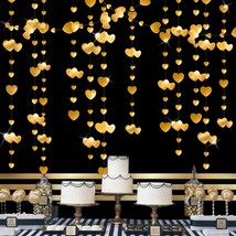 52Ft Gold Heart Garlands Golden Hanging Banner Streamer For Anniversary Mothers  - £16.07 GBP