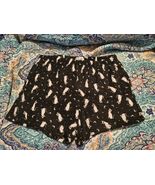 Spooky Halloween Cat Plush Sleep Shorts Size Large Sleepwear Black White  - $275.56 MXN