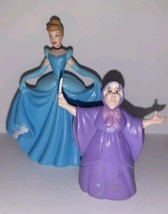 Disney Princess Cinderella &amp; Fairy God Mother PVC Cake Topper Figures 4&quot; - £7.79 GBP