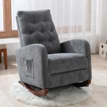 High Back Rocking Chair Nursery Chair Comfortable Rocker Fabric Padded Seat - £161.97 GBP