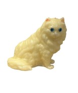 Vintage Yellow Cat Candle Wax Molded Blue Eyes 7&quot; Tall Never Burned READ - $19.01