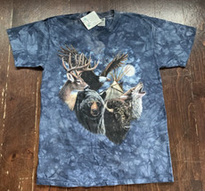 Vintage Bear Wolf Bison Eagle Back To Earth Nature Wear Tie Dyed T Shirt M NEW! - £15.47 GBP