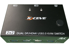 Splitter 2x2 Dual DP / HDMI USB 3.0 KVM Switch  4K Ultra HD Switcher - $828.17 MXN