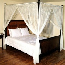 White Four 4 Post Bed Canopy Netting Curtains Sheer Panel Fabric Corner ... - £87.92 GBP