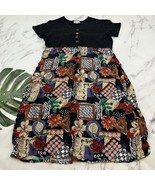 Impressions Womens Vintage 90s Maxi Dress Size XL Black Floral Mixed But... - $33.65