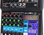 6 Channel Audio Mixer - Portable Digital Line Mixer Console Built-In 24 Dsp - £71.02 GBP