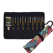 30 Pockets Artist Paint Brush Roll Up Bag Holder Canvas Pouch Case (Colorful Lea - £23.72 GBP