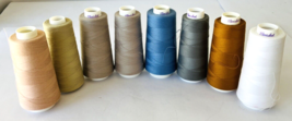 8 Spools Maxi-Lock &amp; 2 Other Polyester Serger Thread Cones Partly Used - £22.89 GBP
