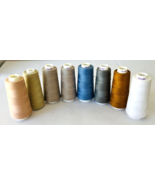 8 Spools Maxi-Lock &amp; 2 Other Polyester Serger Thread Cones Partly Used - £22.99 GBP