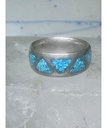 Zuni ring wedding band turquoise coral chips size 6.75 men women - $1,436.56 MXN