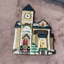 Vintage Cobblestone Corners Christmas Village School House Clock Tower 2005 - $9.90