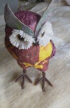 Purple Floral Glitter Paper Mache' Christmas Owl Ornament - $16.82