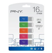 PNY USB 2.0 Flash Drives, 16GB, Assorted Colors, Pack of 5 Flash Drives - $259.25 MXN