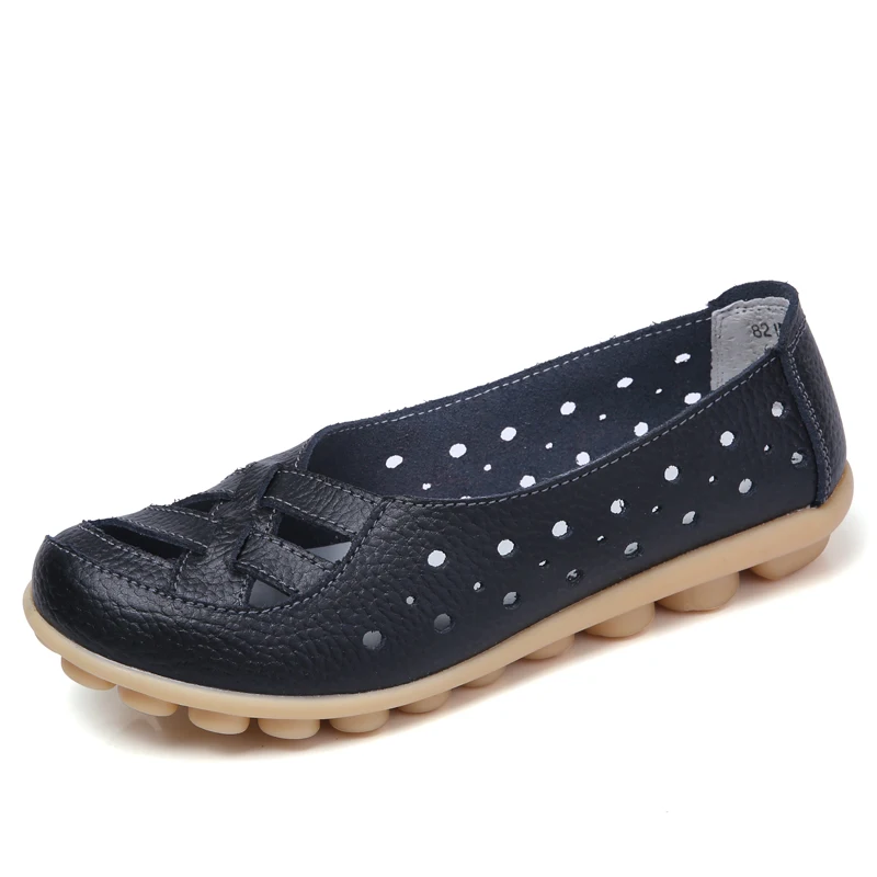 Summer Women Flat Shoes Casual Shoes Leather Slip-on Lofers Ladies Non-slip Cut  - £114.64 GBP