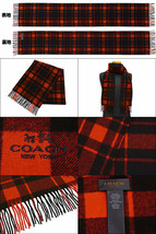 NWT COACH apparel scarf F85858 red X black special cashmere blend - £67.57 GBP