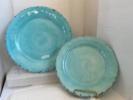 Tommy Bahama Aqua Blue 2 Dinner &amp; 2 Salad Plates Replacements or Starter... - £17.95 GBP