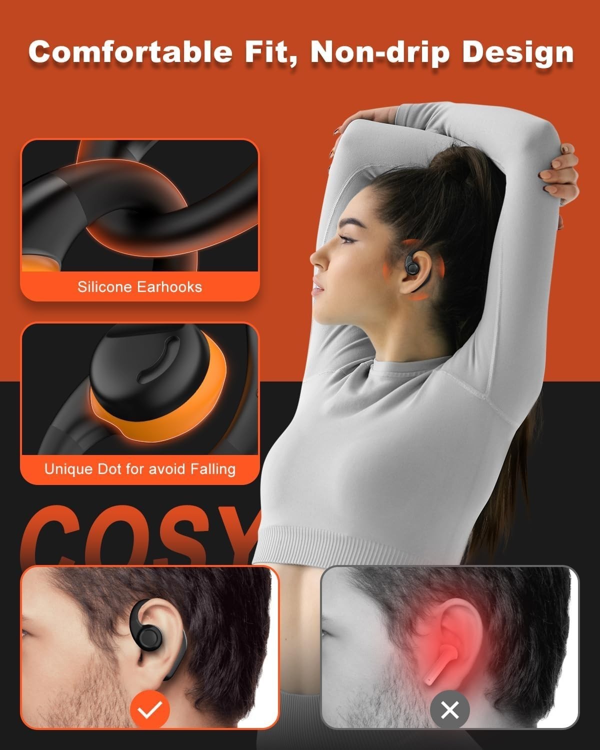 Open Ear Headphones Wireless Bluetooth 5.3, Open Ear Earbuds with Dual 16.2Mm Dy Item image 6