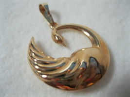 18K Yellow GOLD SWAN Pendant - 1 3/8 inches long - £259.79 GBP