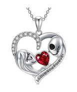 Disney Jack Skellington & Sally Heart Necklace Silver Nightmare Before Christmas - $26.42 CAD