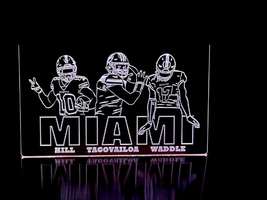 Tua Tagovailoa Tyreek Hill Jaylen Waddle Miami Dolphins Illuminated Neon Sign  - £20.45 GBP+