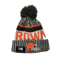 New Era NFL Cleveland Browns Football Brown Orange Knit Pom Pom Beanie Hat - £19.25 GBP