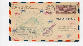 1931 First Flight Air Mail Cover AM 33 Monroe Louisiana Unclaimed - $11.88