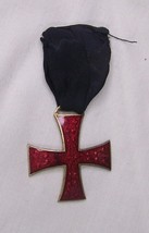 Antique Knights Templar Red Maltese Cross Masonic Medal Badge - £7.90 GBP