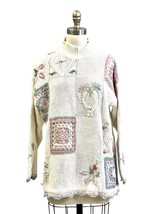 Vtg Rebecca Stone Knit Sweater L Cottagecore Granny Square Embroidered C... - $736.88 MXN