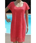Ronni Nicole Womens Size Medium Shift Dress Coral Eyelet Lace Stretch Kn... - $23.76