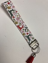 Wristlet Key Fob Keychain Faux Leather Christmas deer presents with Tass... - £7.25 GBP