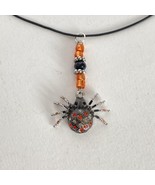 Sparkly Spider Charm Halloween Rhinestones Pendant Black Necklace 18-20in - $19.95
