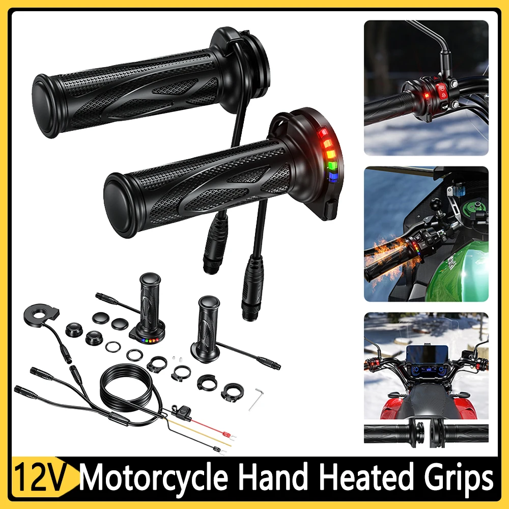 DC 12V Motorcycle Hot Grip 5-Gear Adjustable Motorbike ATV Scooter Electric Hand - £30.22 GBP+