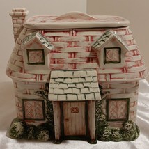 Vintage Ceramic Hand painted Cottage House Cookie Jar/ Storage Container 1991 - £33.44 GBP