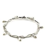 7 In Rhodium Plated .925 Sterling Silver Clear Marquise CZ + Imit Pearl ... - $38.81 CAD