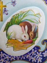 Easter Postcard Nash Series E-67 Embossed Bunny Rabbits Lilies Vintage Original - £11.51 GBP