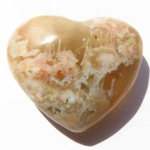 Heart Polished Small Coral Flower Agate  HR72 - $9.77