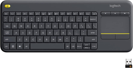 K400 + Wireless Touch TV Keyboard Easy Media Control and Built-In Touchpad Black - £30.93 GBP