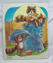 Vintage 1976 Playskool Playful Raccoons Preschool  18 Piece FRAME TRAY P... - $14.85
