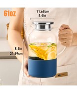 61 Ounce Glass Water Jug Set of 2, Blue Silicone Bottom - Detachable - $35.06 CAD