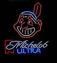 New Cleveland Indians Michelob Ultra Light Decor Artwork Beer Neon Sign 24&quot;x20&quot; - £196.72 GBP