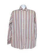 Thomas Dean Men&#39;s Button Up Shirt Size XL Multicolor Striped Long Sleeve - $454.99 MXN