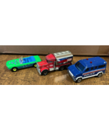 3 Piece Die Cast Car Lot: Police Van, Tanker Truck, Convertible. Collect... - $3.95