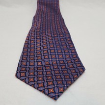 Tie Necktie Geometric Cross Loops 59&quot; Croft Barrow All Silk Blue Orange - $11.99