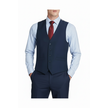 Men's Renoir Suit Vest V-neck Adjustable Strap 5Button 2Pockets 201-19 Navy image 11