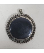 Vintage Black Onyx Pendant 1.25 Inch Round Unsigned Handcrafted - $552.14 MXN