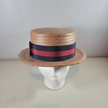 VTG Resistol Straw Skimmer Boater Hat 7 1/4 Byer Rolnick Style Cocont Br... - $199.99