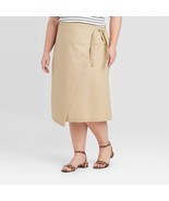 AVA &amp; VIV Women&#39;s Plus Size Wrap Midi Skirt Size 2X Tan Color New W Tags - €23,36 EUR