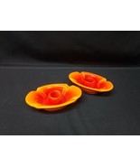 Haeger Pottery 3004 Mid Century Modern Pair FIRE Orange Red Yellow Candl... - $18.49