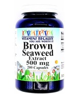 500mg Brown Seaweed Extract 200 Capsules Standardized 5% Fucoxanthin Fuc... - £14.31 GBP